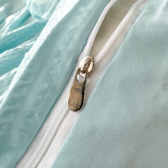 91家纺网 家纺一手货源 找家纺 啊雅家居 2026新款轻奢韩式花边华夫格四件套-无边款 梦幻绿