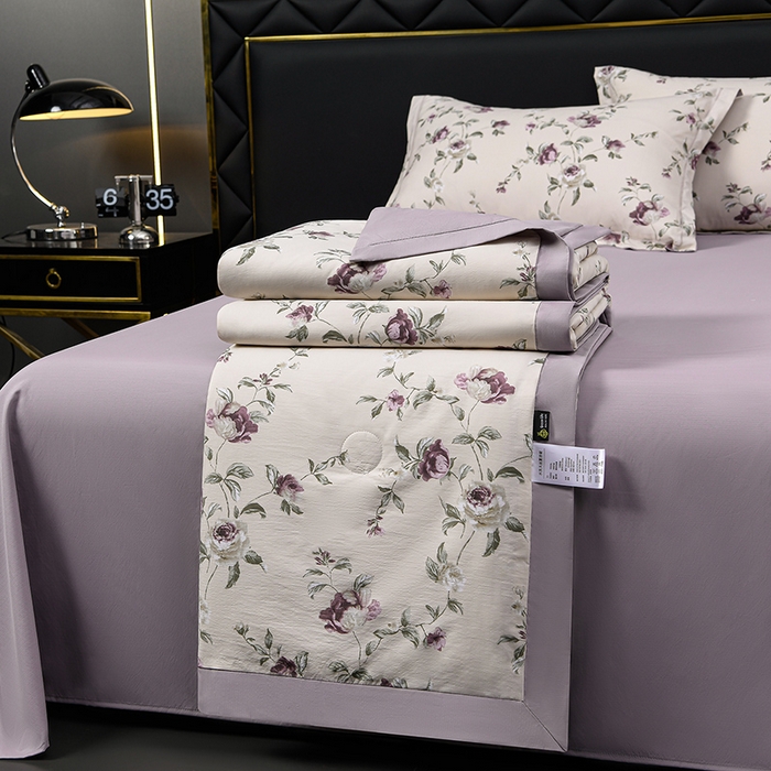 91家纺网 家纺一手货源 找家纺 千嘻汇 2026新款水洗天丝真丝夏被四件套夏凉被空调被 安妮