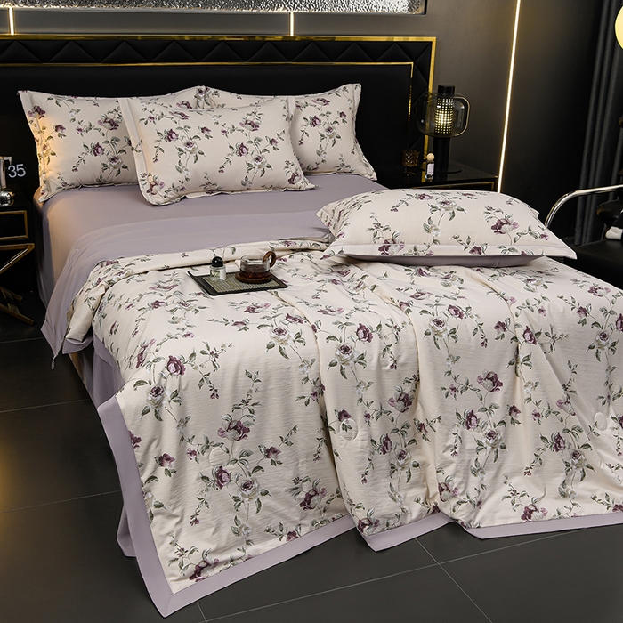 91家纺网 家纺一手货源 找家纺 千嘻汇 2026新款水洗天丝真丝夏被四件套夏凉被空调被 安妮