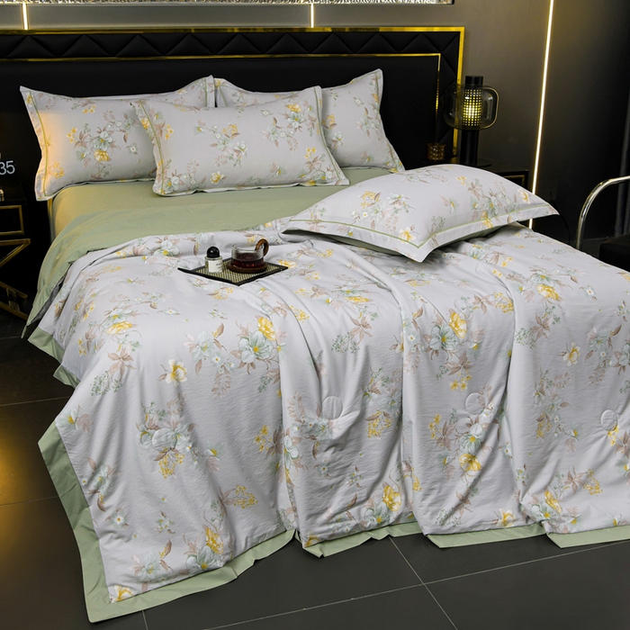 91家纺网 家纺一手货源 找家纺 千嘻汇 2026新款水洗天丝真丝夏被四件套夏凉被空调被 丹青