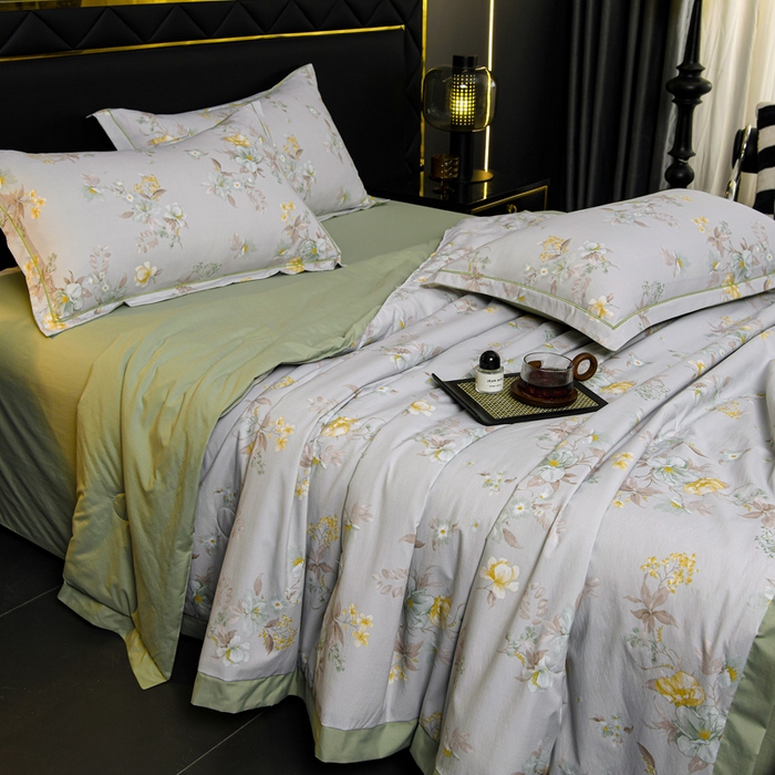 91家纺网 家纺一手货源 找家纺 千嘻汇 2026新款水洗天丝真丝夏被四件套夏凉被空调被 丹青