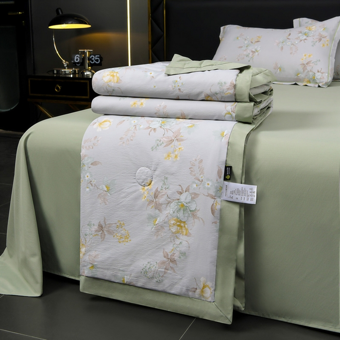 91家纺网 家纺一手货源 找家纺 千嘻汇 2026新款水洗天丝真丝夏被四件套夏凉被空调被 丹青