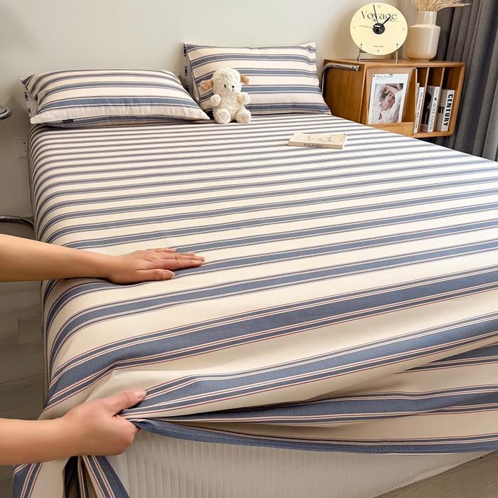 91家纺网 家纺一手货源 找家纺 芃成家纺 2026春夏新款全棉纯棉加厚老粗布单床单床单单件床单三件套 罗马素条