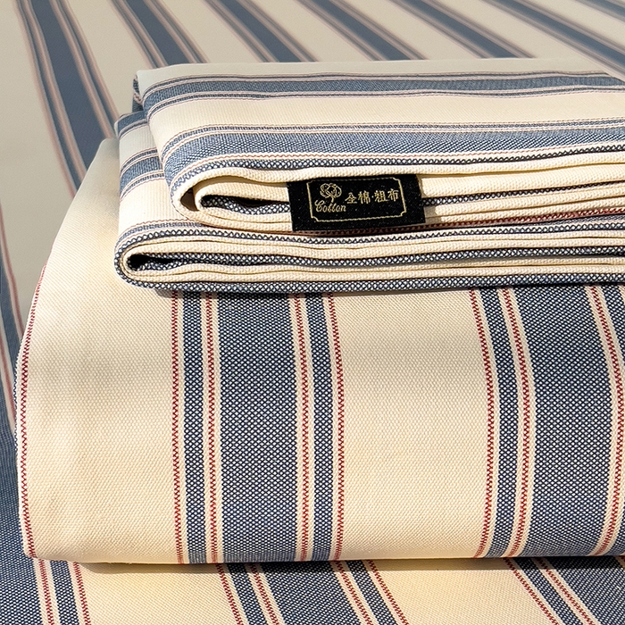 91家纺网 家纺一手货源 找家纺 芃成家纺 2026春夏新款全棉纯棉加厚老粗布单床单床单单件床单三件套 罗马素条