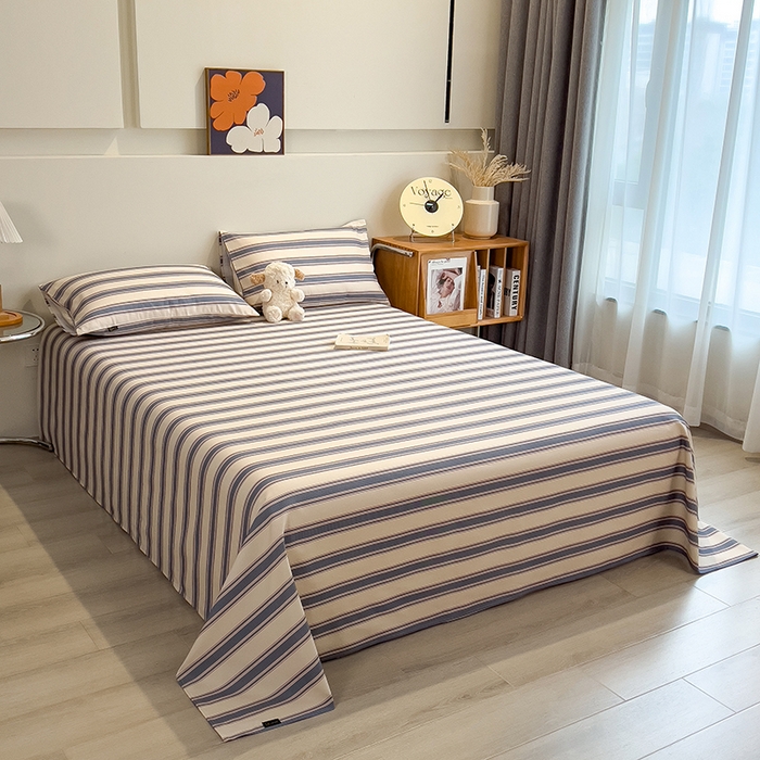 91家纺网 家纺一手货源 找家纺 芃成家纺 2026春夏新款全棉纯棉加厚老粗布单床单床单单件床单三件套 罗马素条