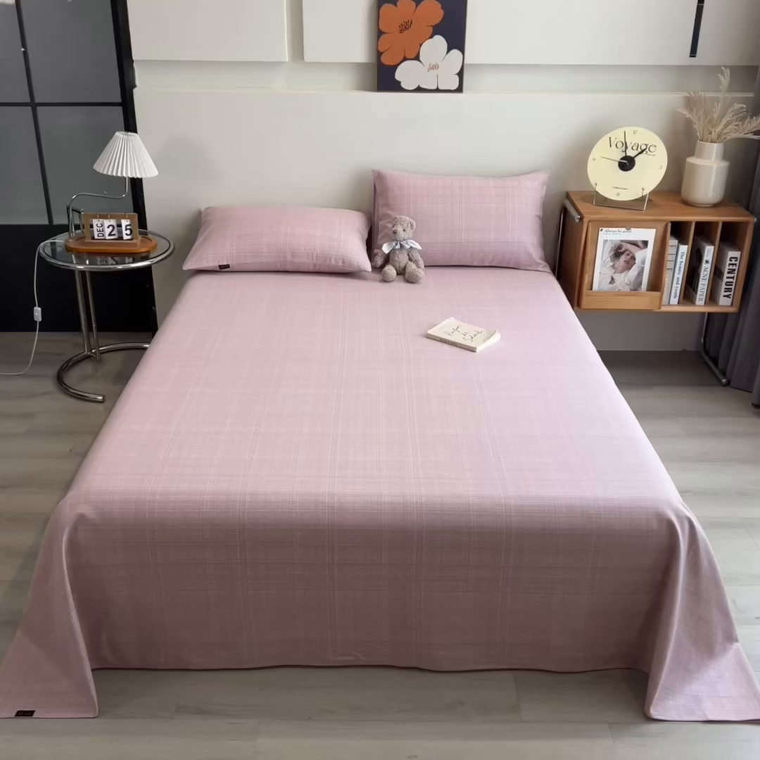 91家纺网 家纺一手货源 找家纺 芃成家纺 2026春夏新款全棉纯棉加厚老粗布单床单床单单件床单三件套 裸粉