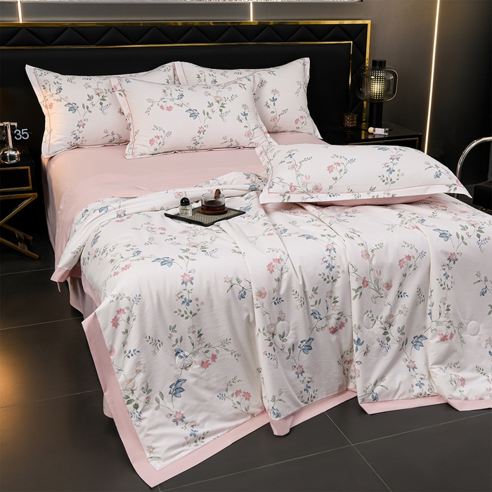 91家纺网 家纺一手货源 找家纺 千嘻汇 2026新款水洗天丝真丝夏被四件套夏凉被空调被 花未央