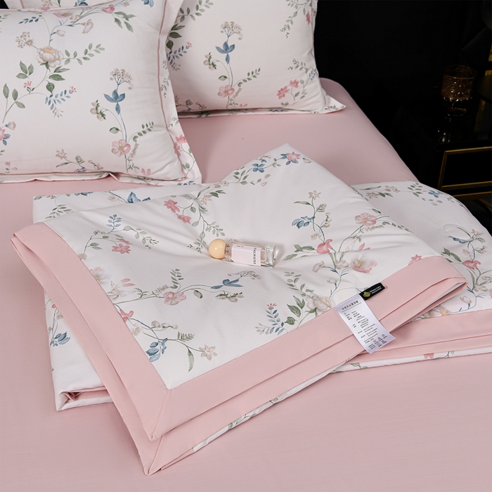 91家纺网 家纺一手货源 找家纺 千嘻汇 2026新款水洗天丝真丝夏被四件套夏凉被空调被 花未央