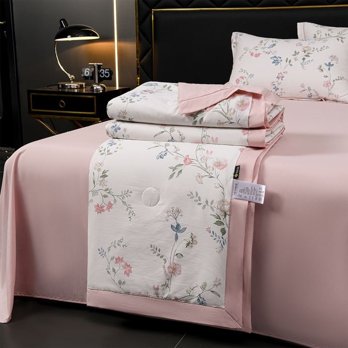 91家纺网 家纺一手货源 找家纺 千嘻汇 2026新款水洗天丝真丝夏被四件套夏凉被空调被 花未央