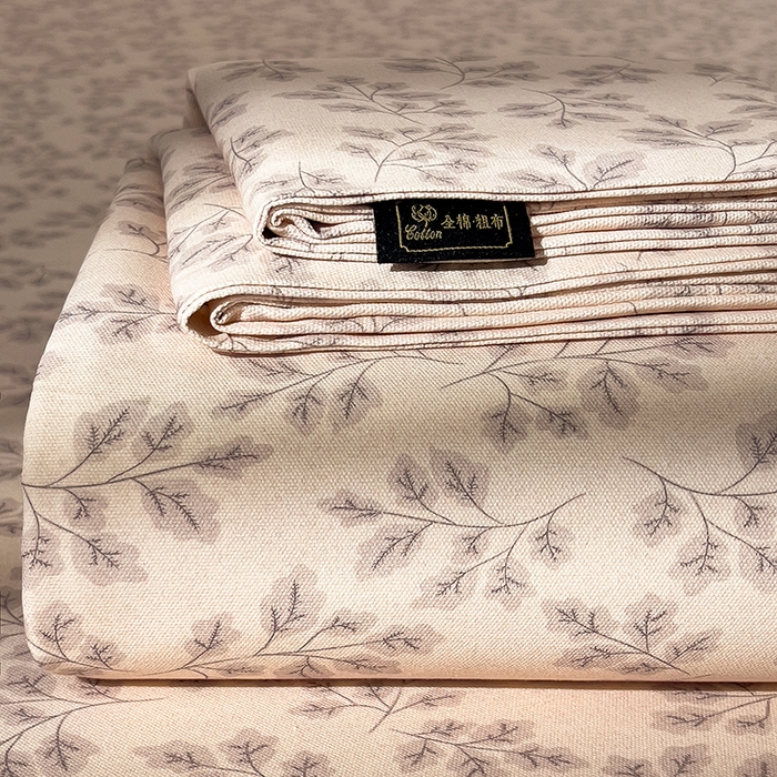 91家纺网 家纺一手货源 找家纺 芃成家纺 2026春夏新款全棉纯棉加厚老粗布单床单床单单件床单三件套 漫枝影