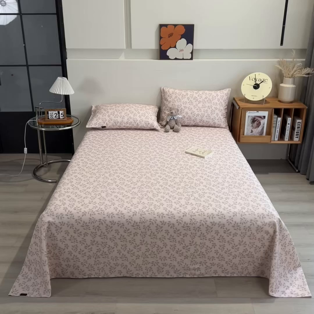 91家纺网 家纺一手货源 找家纺 芃成家纺 2026春夏新款全棉纯棉加厚老粗布单床单床单单件床单三件套 漫枝影