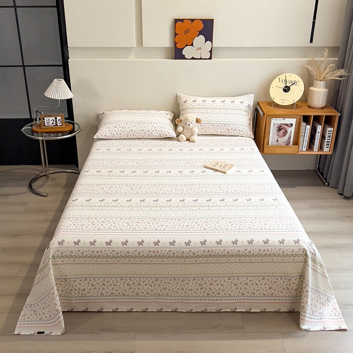 91家纺网 家纺一手货源 找家纺 芃成家纺 2026春夏新款全棉纯棉加厚老粗布单床单床单单件床单三件套 萌萌木马