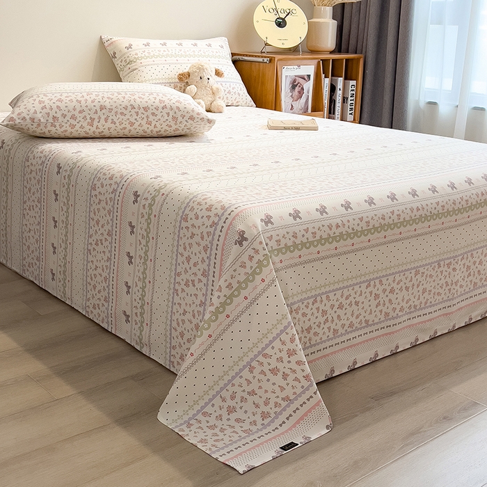 91家纺网 家纺一手货源 找家纺 芃成家纺 2026春夏新款全棉纯棉加厚老粗布单床单床单单件床单三件套 萌萌木马