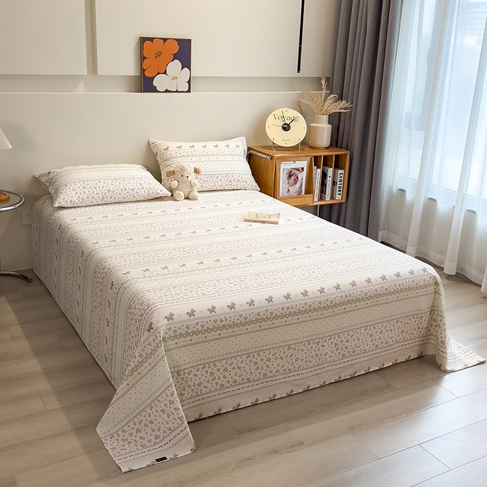 91家纺网 家纺一手货源 找家纺 芃成家纺 2026春夏新款全棉纯棉加厚老粗布单床单床单单件床单三件套 萌萌木马