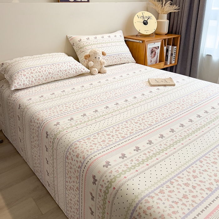 91家纺网 家纺一手货源 找家纺 芃成家纺 2026春夏新款全棉纯棉加厚老粗布单床单床单单件床单三件套 萌萌木马