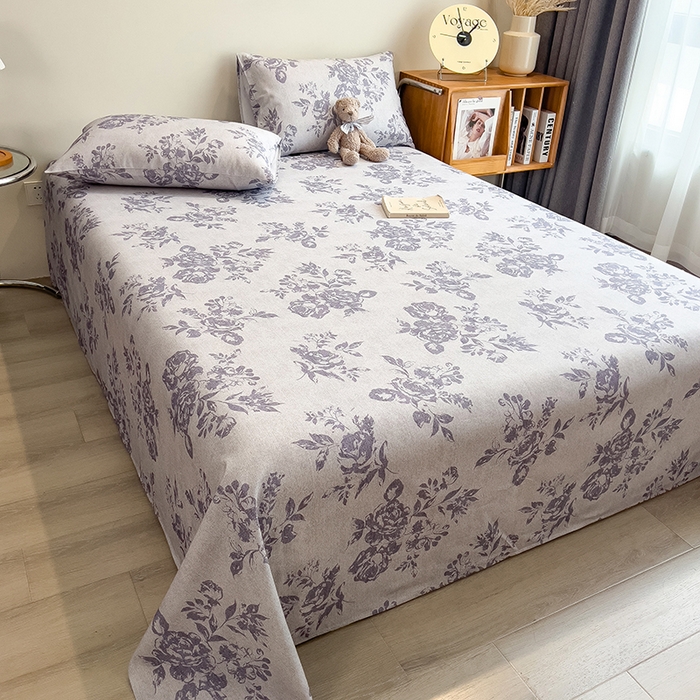 91家纺网 家纺一手货源 找家纺 芃成家纺 2026春夏新款全棉纯棉加厚老粗布单床单床单单件床单三件套 水墨花香