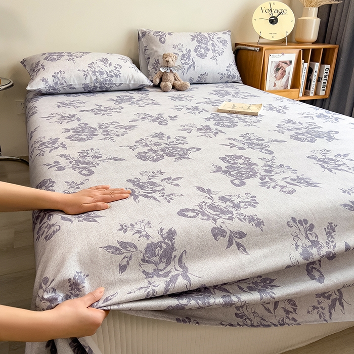 91家纺网 家纺一手货源 找家纺 芃成家纺 2026春夏新款全棉纯棉加厚老粗布单床单床单单件床单三件套 水墨花香