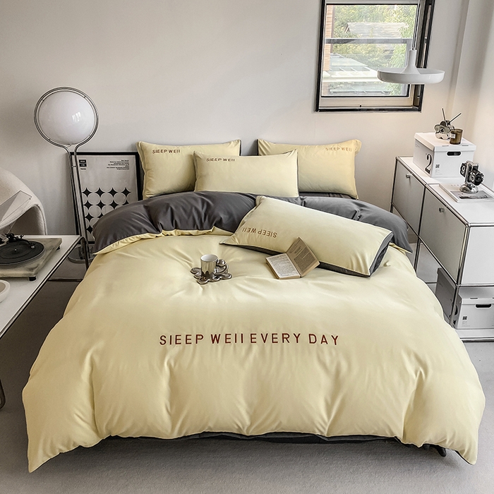 91家纺网 家纺一手货源 找家纺 （总）啊雅家居 2026新款双拼绣花四季款磨毛三件套四件套床单款床笠款