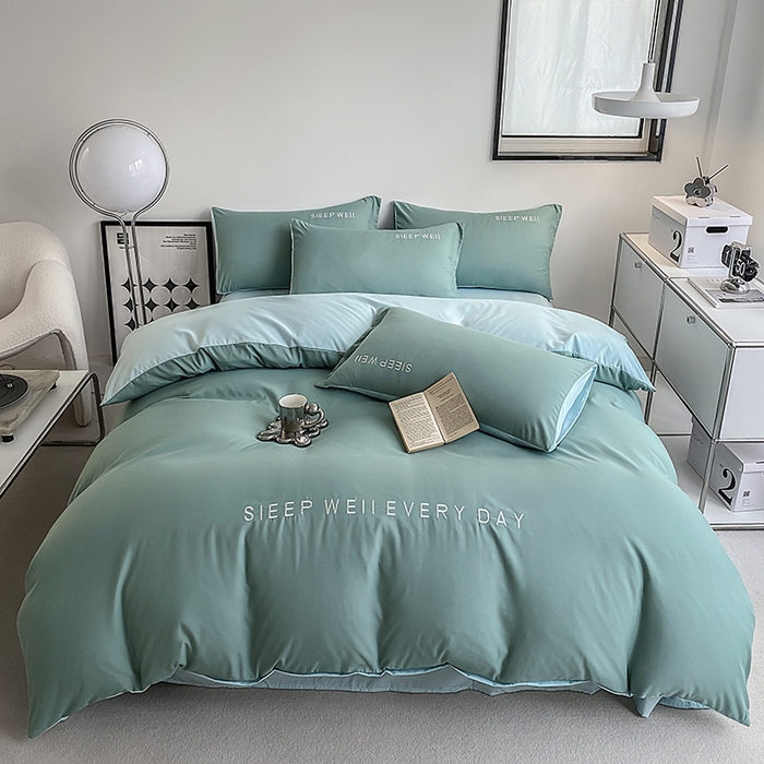 91家纺网 家纺一手货源 找家纺 （总）啊雅家居 2026新款双拼绣花四季款磨毛三件套四件套床单款床笠款