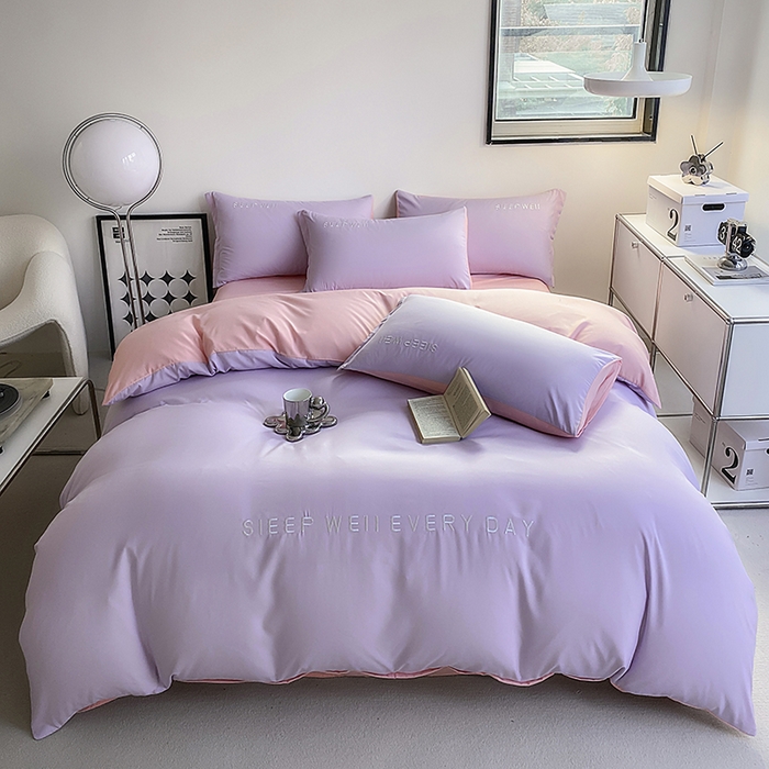 91家纺网 家纺一手货源 找家纺 （总）啊雅家居 2026新款双拼绣花四季款磨毛三件套四件套床单款床笠款