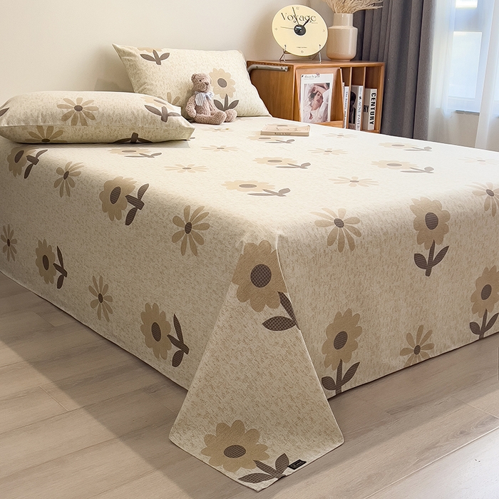 91家纺网 家纺一手货源 找家纺 芃成家纺 2026春夏新款全棉纯棉加厚老粗布单床单床单单件床单三件套 太阳花