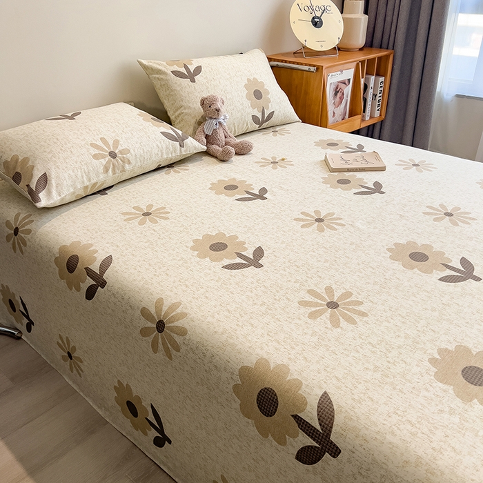 91家纺网 家纺一手货源 找家纺 芃成家纺 2026春夏新款全棉纯棉加厚老粗布单床单床单单件床单三件套 太阳花