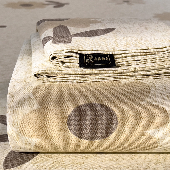 91家纺网 家纺一手货源 找家纺 芃成家纺 2026春夏新款全棉纯棉加厚老粗布单床单床单单件床单三件套 太阳花