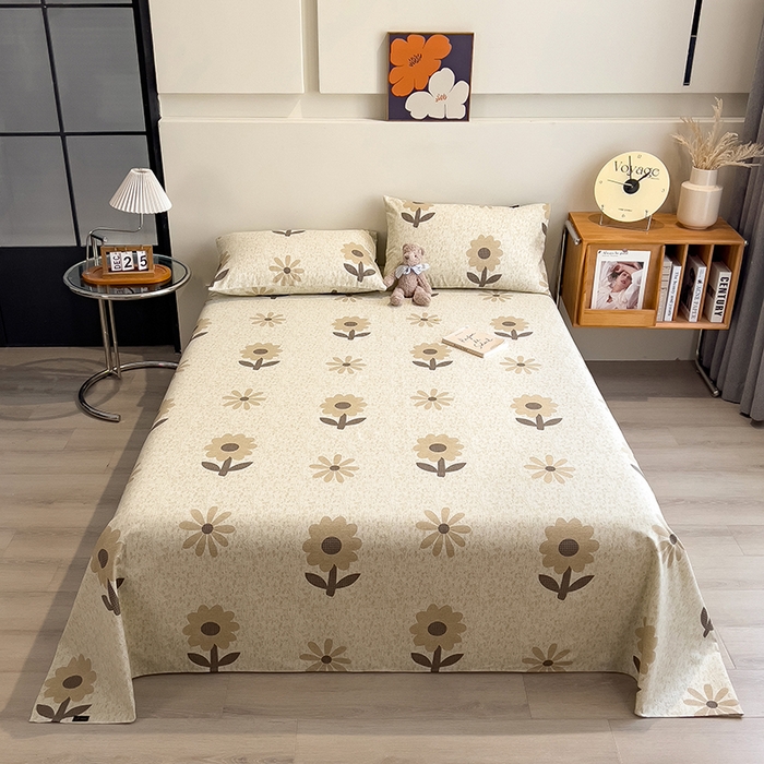 91家纺网 家纺一手货源 找家纺 芃成家纺 2026春夏新款全棉纯棉加厚老粗布单床单床单单件床单三件套 太阳花