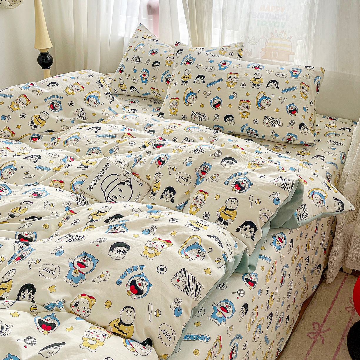 91家纺网 家纺一手货源 找家纺 纽缦家纺 2026春夏新款A类水洗棉四件套 萌萌小叮当