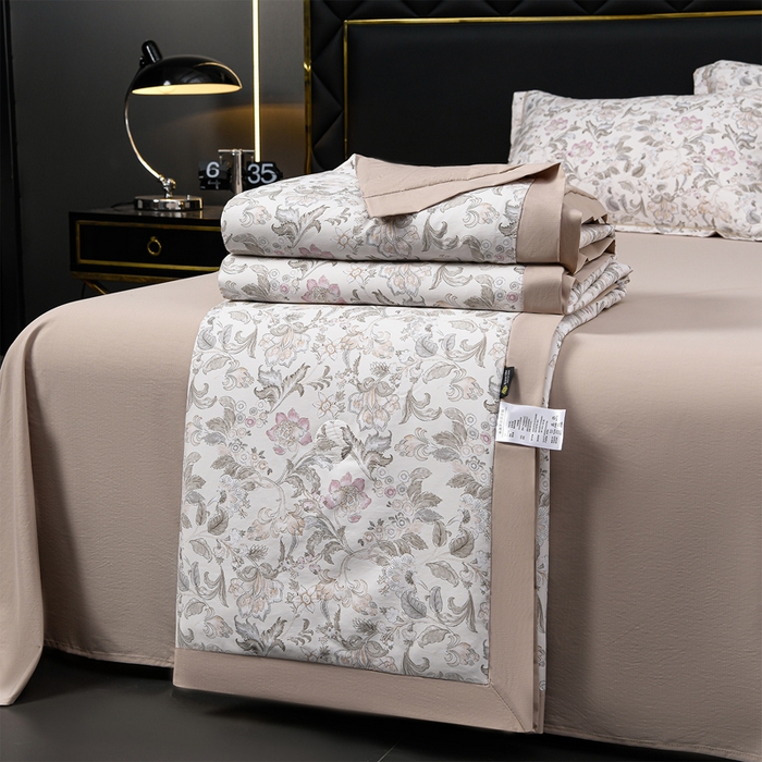 91家纺网 家纺一手货源 找家纺 千嘻汇 2026新款水洗天丝真丝夏被四件套夏凉被空调被 凯西亚