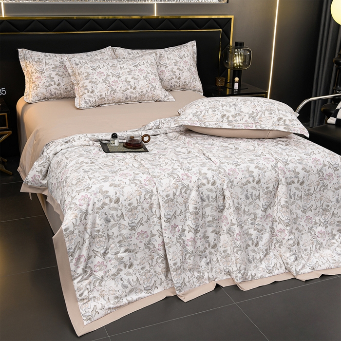 91家纺网 家纺一手货源 找家纺 千嘻汇 2026新款水洗天丝真丝夏被四件套夏凉被空调被 凯西亚