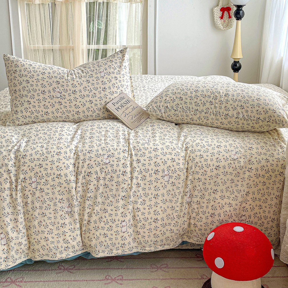 91家纺网 家纺一手货源 找家纺 纽缦家纺 2026春夏新款A类水洗棉四件套 安妮的兔