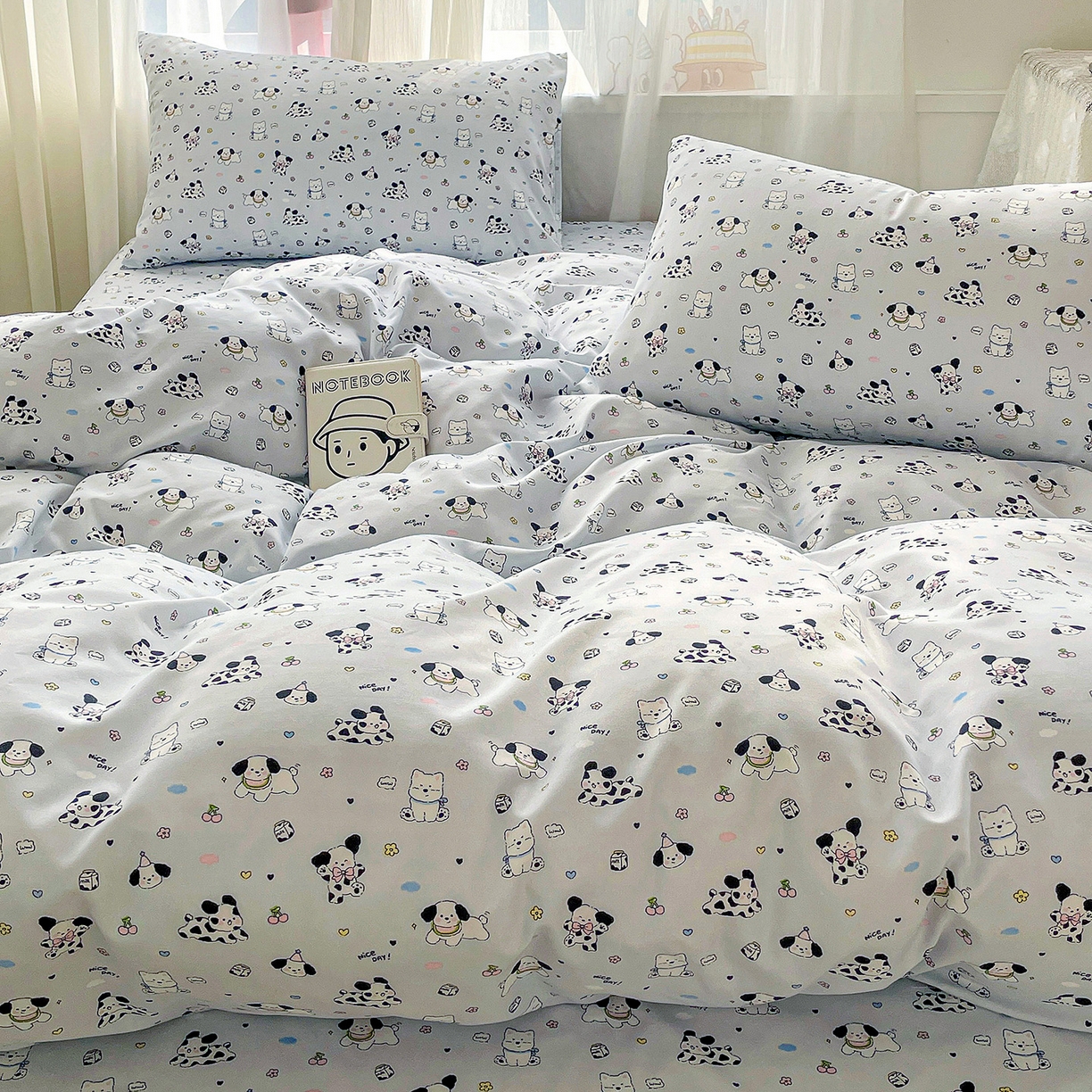 91家纺网 家纺一手货源 找家纺 纽缦家纺 2026春夏新款A类水洗棉四件套 波波印蓝