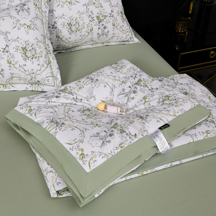 91家纺网 家纺一手货源 找家纺 千嘻汇 2026新款水洗天丝真丝夏被四件套夏凉被空调被 罗漫绿