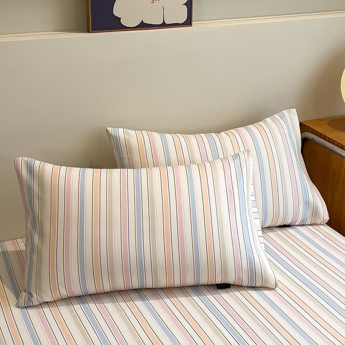 91家纺网 家纺一手货源 找家纺 芃成家纺 2026春夏新款全棉纯棉加厚老粗布单床单床单单件床单三件套 五彩条