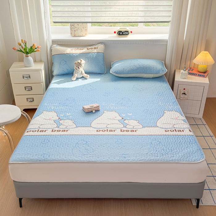 晚舒庭家纺 2026新款凉感丝乳胶凉席床席三件套 北极熊