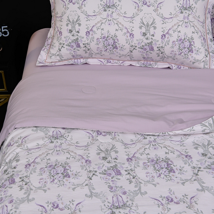 91家纺网 家纺一手货源 找家纺 千嘻汇 2026新款水洗天丝真丝夏被四件套夏凉被空调被 罗漫紫