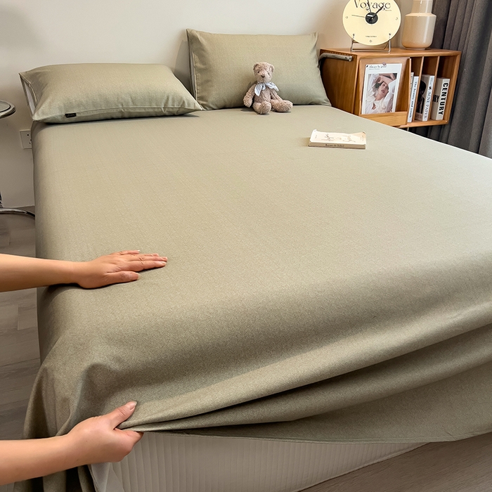 91家纺网 家纺一手货源 找家纺 芃成家纺 2026春夏新款全棉纯棉加厚老粗布单床单床单单件床单三件套 雾青