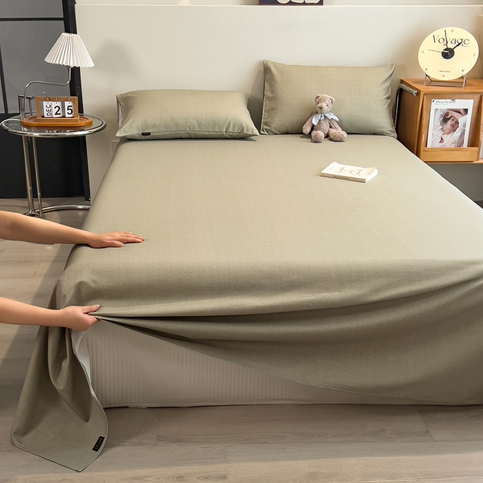 91家纺网 家纺一手货源 找家纺 芃成家纺 2026春夏新款全棉纯棉加厚老粗布单床单床单单件床单三件套 雾青