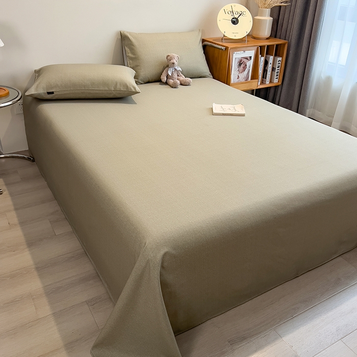 91家纺网 家纺一手货源 找家纺 芃成家纺 2026春夏新款全棉纯棉加厚老粗布单床单床单单件床单三件套 雾青