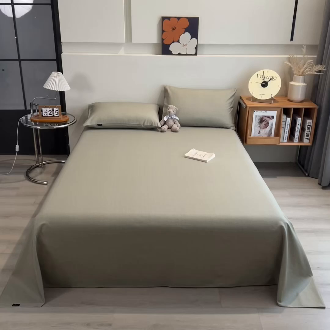 91家纺网 家纺一手货源 找家纺 芃成家纺 2026春夏新款全棉纯棉加厚老粗布单床单床单单件床单三件套 雾青