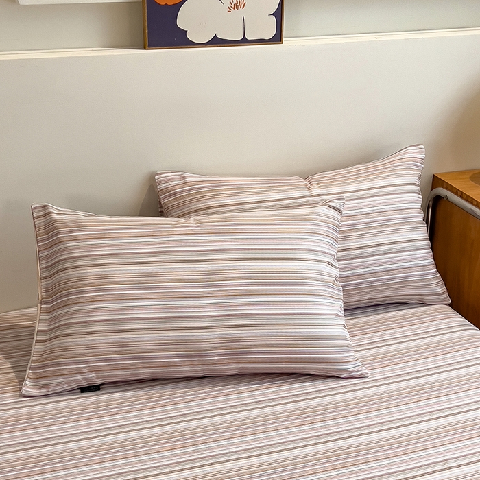 91家纺网 家纺一手货源 找家纺 芃成家纺 2026春夏新款全棉纯棉加厚老粗布单床单床单单件床单三件套 星条纹-粉