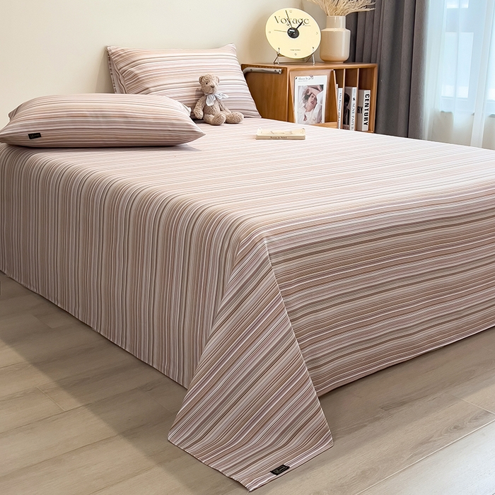 91家纺网 家纺一手货源 找家纺 芃成家纺 2026春夏新款全棉纯棉加厚老粗布单床单床单单件床单三件套 星条纹-粉