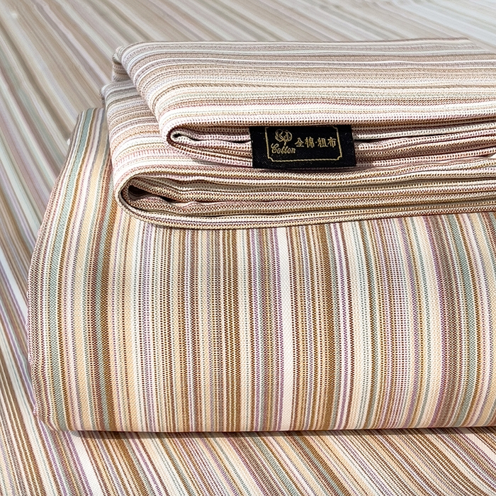 91家纺网 家纺一手货源 找家纺 芃成家纺 2026春夏新款全棉纯棉加厚老粗布单床单床单单件床单三件套 星条纹-粉