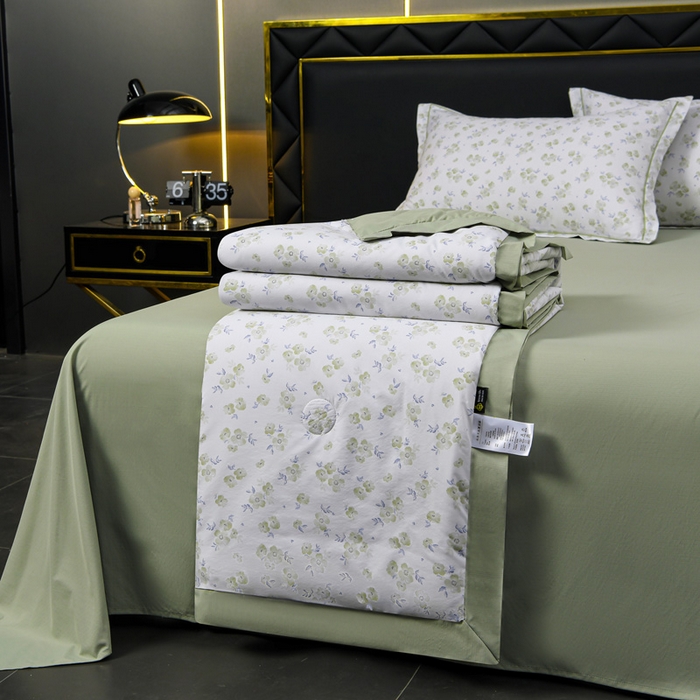 91家纺网 家纺一手货源 找家纺 千嘻汇 2026新款水洗天丝真丝夏被四件套夏凉被空调被 绿罗