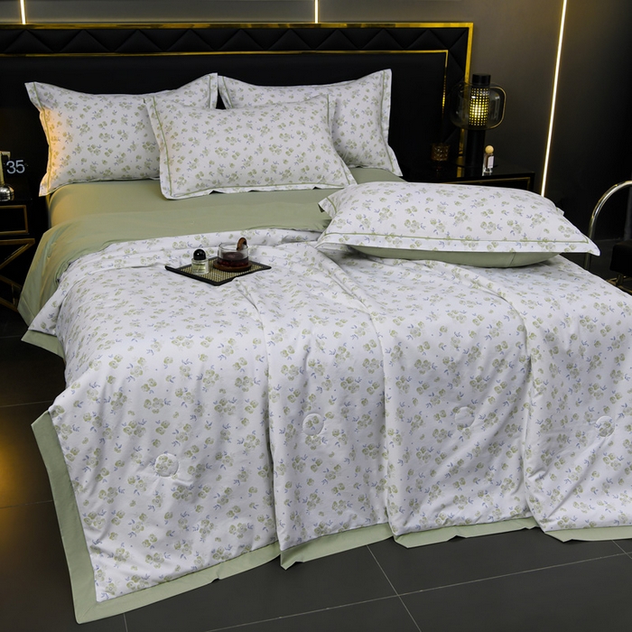 91家纺网 家纺一手货源 找家纺 千嘻汇 2026新款水洗天丝真丝夏被四件套夏凉被空调被 绿罗