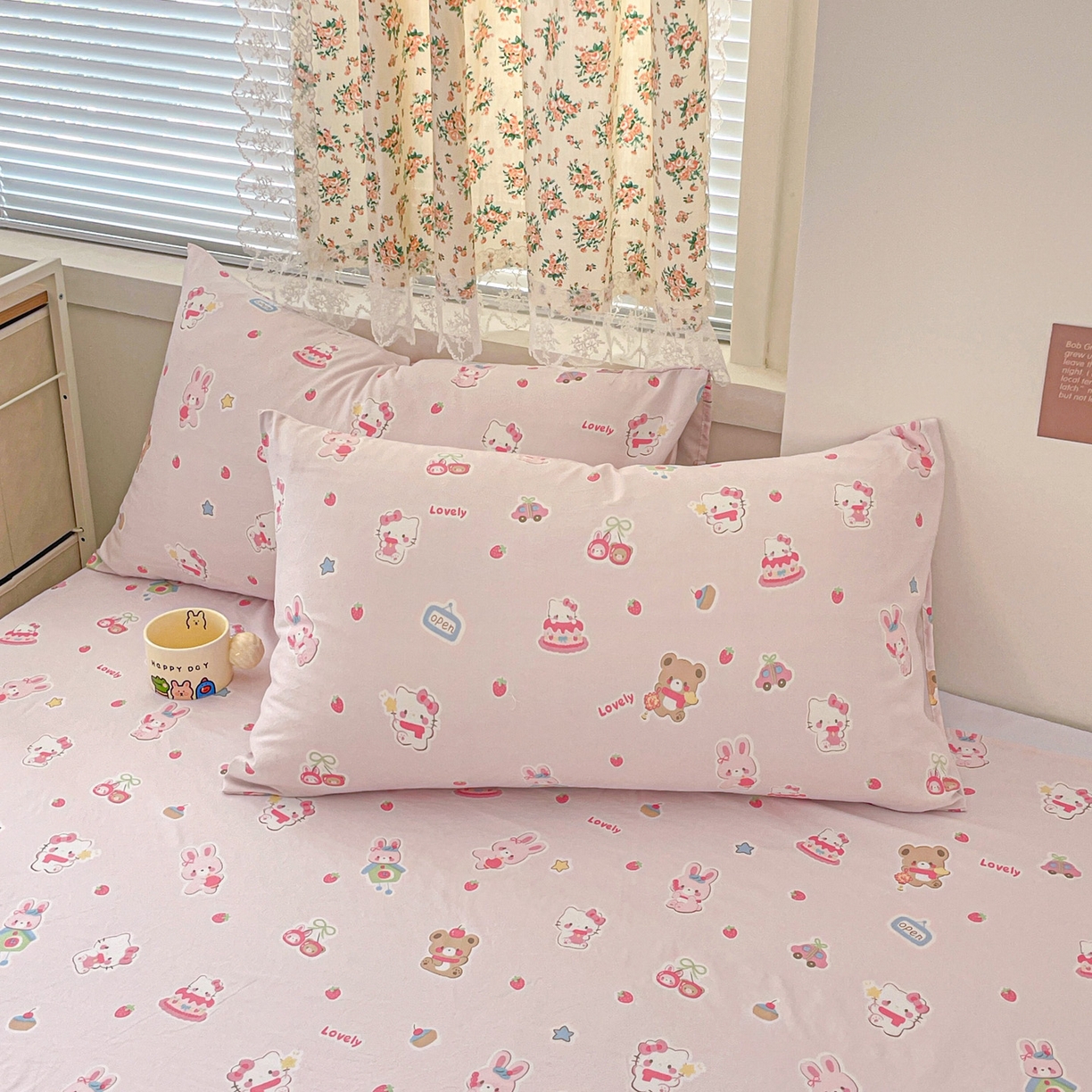 91家纺网 家纺一手货源 找家纺 纽缦家纺 2026春夏新款A类水洗棉四件套 软糖猫