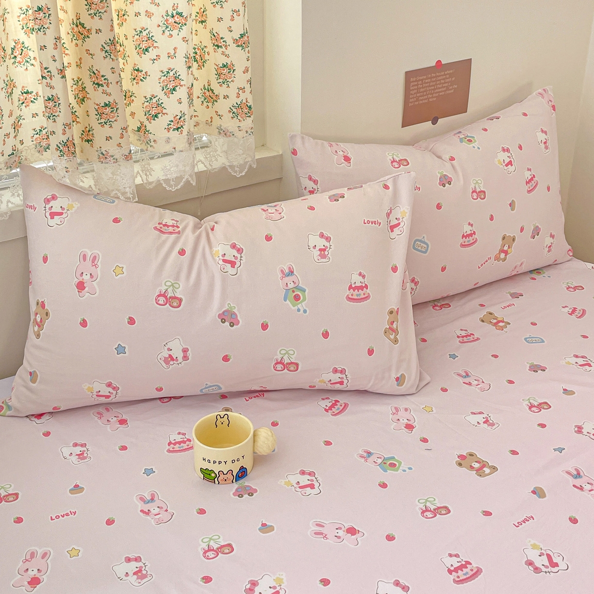 91家纺网 家纺一手货源 找家纺 纽缦家纺 2026春夏新款A类水洗棉四件套 软糖猫