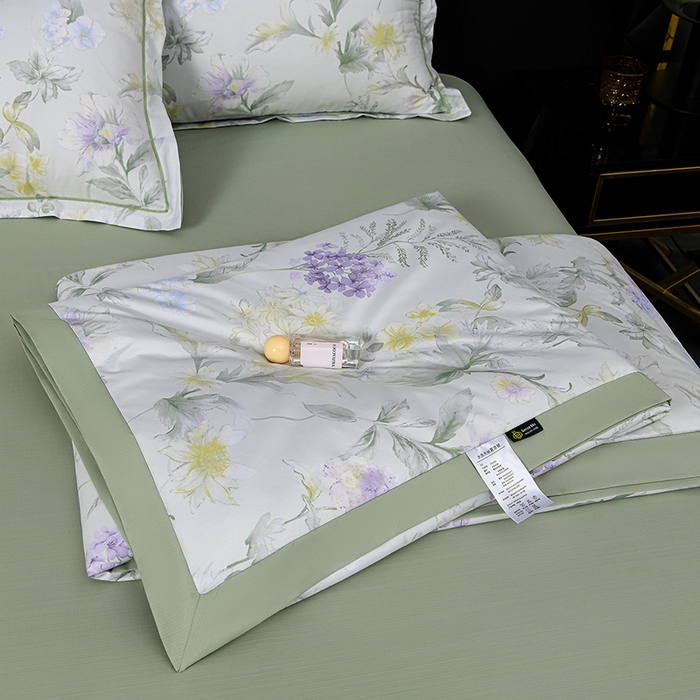 91家纺网 家纺一手货源 找家纺 千嘻汇 2026新款水洗天丝真丝夏被四件套夏凉被空调被 绿野