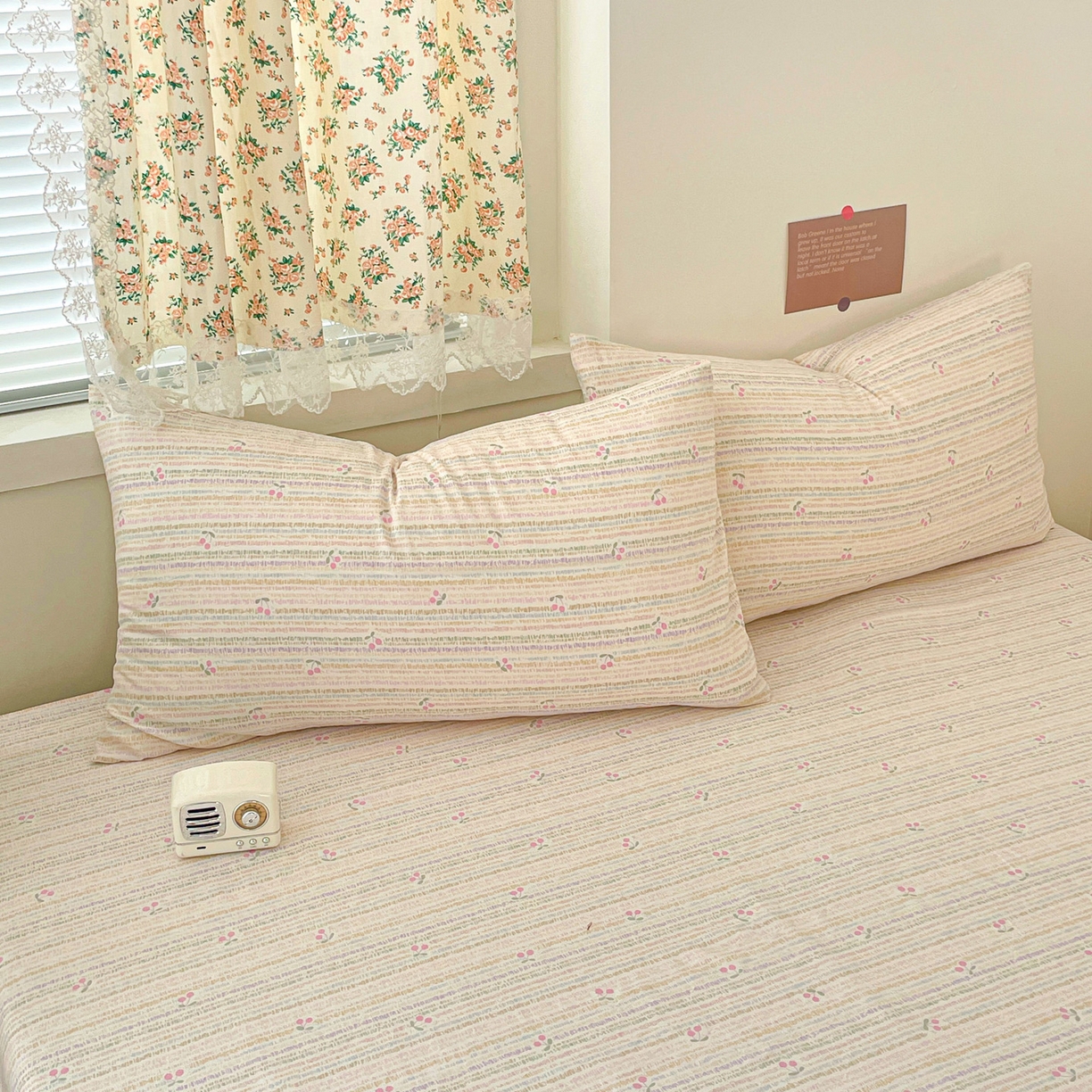 91家纺网 家纺一手货源 找家纺 纽缦家纺 2026春夏新款A类水洗棉四件套 甜樱恋曲